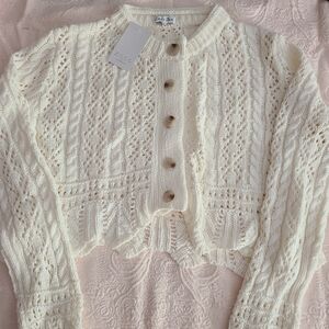 Zoco Ivory Cable Knit Cardigan